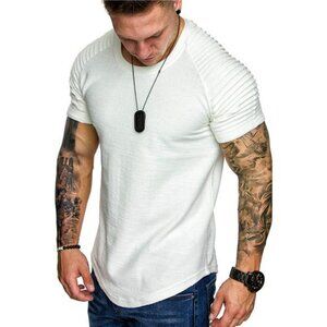 Mens Muscle T Shirt Gym Workout Tee Raglan Sleeve Bodybuilding Fit Shirt